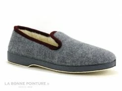 Nouveau ? Soca 0520 Gris Bordeaux - Charentaise Homme Interieur Pure Laine ?