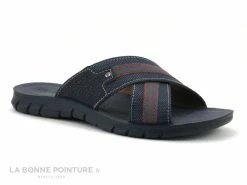 Nouveau ✔️ Inblu FO483R01 Bleu Marine - Coutures Rouges - Mule Homme ❤️